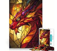 Puzzle a forma di drago in vetro colorato per ragazzi, 1000 pezzi, gioco di logica puro, tranquillo, rilassante, decorazione murale pulita 38x52cm