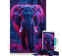 Puzzle a forma di elefante al neon per ragazzi, 1000 pezzi, gioco di logica solido, divertimento rilassante, taglio di precisione, regalo speciale (50x75cm)