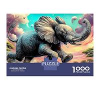 Puzzle a forma di elefante in esecuzione, 1000 pezzi, puzzle africano savana, puzzle impossibile divertente, impegnativo e complicato, 100% cartone riciclato, decorazione per la casa, 52 x 38 cm, 1000