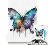 Puzzle a forma di farfalla ad acquerello,1000 pezzi,gioco di costruzione,incastro sicuro,divertimento in casa durante le vacanze (38x26cm)
