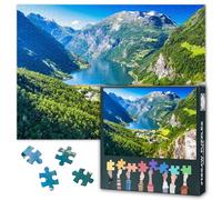 Puzzle a forma di fiordo norvegese, 1000 pezzi, paesaggio geiranger, 50 x 70 cm, panorama naturale per adulti, puzzle paesaggistico di alta qualità con finitura opaca per decorazione da parete