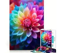 Puzzle a forma di fiore arcobaleno per adulti, 1000 pezzi, stimolante per la mente, di alta qualità, con bordi decorati (50x75cm)