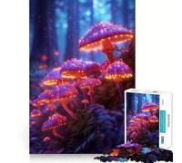 Puzzle a forma di fungo magico viola per adulti, 1000 pezzi, con scritta "Recall Upgrade Peaceful Time Tight Cut Santa Wish List" (38x52cm)