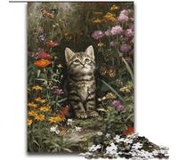 Puzzle a forma di gattino con fiori per adolescenti, giocattoli che stimolano l'intelligenza cerebrale e creano dipendenza, perfetti per la decorazione della casa (70x100cm)
