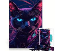 Puzzle a forma di gatto al neon per adulti, 1000 pezzi, gioco per esercizi mentali, relax, design, assemblaggio, (50x75cm)