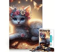 Puzzle a forma di gatto bianco fantasy,1000 pezzi,divertente,di qualità professionale,con taglio preciso,un regalo pensato per stimolare la mente (38x52cm)