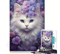 Puzzle a forma di gatto bianco stravagante,1000 pezzi,gioco di concentrazione mentale,design a incastro preciso,sfida interattiva per il cervello per la casa (38x26cm)