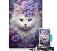 Puzzle a forma di gatto bianco stravagante da 1000 pezzi per ragazzi,divertente gioco di memoria,facile da completare,rilassante attività di gruppo al chiuso (38x52cm)