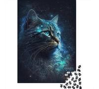 Puzzle a forma di gatto della galassia cosmica, rompicapo in cartone riciclato al 100% per bambini e adulti dai 12 anni in su, regali di Halloween, 300 pezzi (40x28 cm)
