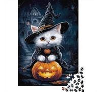 Puzzle a forma di gatto e zucca, 1000 pezzi, gioco per adulti | cartone da 70 x 50 cm, allenamento mentale, superficie liscia, fan del puzzle, pensiero logico
