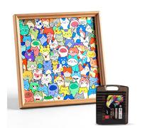 Puzzle a forma di gatto in legno, 30 x 30 cm, con cornice | Puzzle in legno da colorare, dipingere e progettare, regalo creativo per ragazze e ragazzi, per casa
