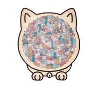 Puzzle a forma di gatto, per decorazione della casa, opera d'arte in legno | Il puzzle felino e le opere d'arte in legno offrono attività puzzle con fascino decorativo per gli amanti dei gatti