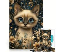 Puzzle a forma di gatto siamese stravagante,1000 pezzi,per stimolare la concentrazione,divertente,tagliato al laser per un incastro perfetto,attività per rafforzare il legame con i propri cari