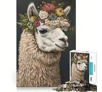 Puzzle a forma di ghirlanda di fiori e alpaca,1000 pezzi,stimola la concentrazione,divertente,con tecnologia di taglio laser avanzata,ideale da portare in viaggio,gioco per la mente,regalo (38x52cm)