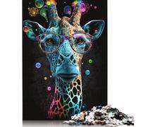 Puzzle a forma di giraffa con occhiali, rompicapo in cartone riciclato al 100%, per donne e uomini, regali di Natale, 1000 pezzi (75x50 cm)