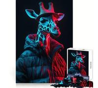 Puzzle a forma di giraffa cyberpunk al neon per adulti, 1000 pezzi, Logic Boost Toy Group, Joy Premium Edge, sorpresa di compleanno (50x75cm)