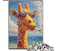 Puzzle a forma di giraffa fumante per adulti e adolescenti, giocattoli per l'intrattenimento in famiglia, ideali come regalo per tutta la famiglia (26x38cm)
