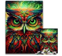 Puzzle a forma di gufo colorato per adulti, puzzle in legno da 1000 pezzi per adulti, rompicapo impegnativo per adolescenti, divertente serata di giochi in famiglia 50x75CM/19,68x29,52 pollici