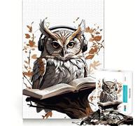 Puzzle a forma di gufo con cuffie per ragazzi, 1000 pezzi, gioco stimolante per l'intelletto, rilassante, di alta qualità, regalo stagionale (50x75cm)