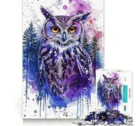 Puzzle a forma di gufo con schizzi di vernice, 1000 pezzi, per ragazzi, gioco di abilità mentale, divertimento rilassante, design da assemblare, (38x26cm)