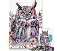 Puzzle a forma di gufo e fiori, 1000 pezzi, per adulti, gioco di concentrazione e svago a casa, bordi netti, regalo di Babbo Natale (50x75cm)