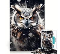 Puzzle a forma di gufo in bianco e nero per adulti, 1000 pezzi, rompicapo per la mente, assemblaggio lento e divertente, regalo perfetto (38x52cm)