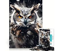 Puzzle a forma di gufo in bianco e nero per adulti, 1000 pezzi, rompicapo rilassante, assemblaggio immagini, regalo di Natale (38x26cm)