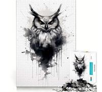 Puzzle a forma di gufo in bianco e nero per ragazzi, 1000 pezzi, gioco di intelligenza, divertimento in casa, taglio di qualità, regalo creativo (50x75cm)