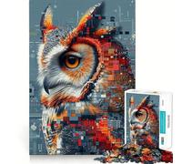 Puzzle a forma di gufo pixelato per ragazzi, 1000 pezzi, gioco cognitivo, hobby tranquillo, bordo premium, regalo di Natale 38x52cm