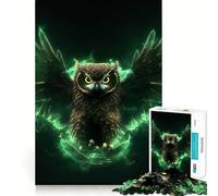 Puzzle a forma di gufo verde neon per adulti, 1000 pezzi, rompicapo per la mente, assemblaggio lento e divertente, regalo perfetto (50x75cm)