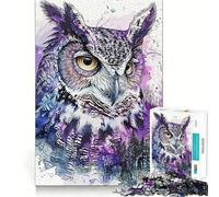Puzzle a forma di gufo viola per adulti, 1000 pezzi, rompicapo per la mente, assemblaggio lento e divertente, regalo perfetto (38x26cm)
