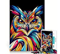 Puzzle a forma di gufo Wpap, colorato e in stile pop art, per adulti, 1000 pezzi, gioco di logica, antistress, con bordi trasparenti, regalo di alta qualità (50x75cm)