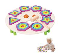 Puzzle a Forma di Legno - Scheda di apprendimento Geometrica con Grandi manopole, Giocattolo educativo per Il riconoscimento del Colore | attività di Sviluppo precoce per i più Piccoli Bambini in età