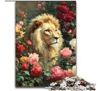 Puzzle a forma di leone con fiori per adulti e adolescenti, giocattoli che stimolano l'intelligenza cerebrale, regali di compleanno per bambini dai 14 anni in su (26x38cm)
