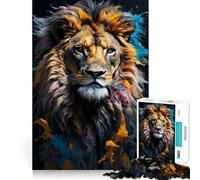 Puzzle a forma di leone con schizzi di vernice per ragazzi, 1000 pezzi, gioco di logica stimolante, antistress, bordi trasparenti, regalo classico 38x26cm