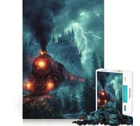 Puzzle a forma di locomotiva retrò da 1000 pezzi per ragazzi, ideale per rafforzare la memoria, calmare e rilassare, con bordi lisci, (38x52cm)