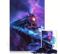 Puzzle a forma di locomotiva retrò per ragazzi, 1000 pezzi, con grafica accattivante, ideale per la collezione di opere d'arte (38x26cm)