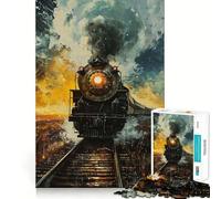 Puzzle a forma di locomotiva retrò per ragazzi, 1000 pezzi, gioco di logica, rilassante, taglio preciso, (38x26cm)