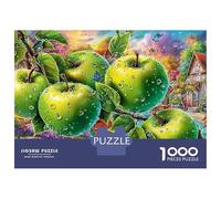 Puzzle a forma di mele verdi, 1000 pezzi, gocce di pioggia, puzzle impossibile divertente, impegnativo e complicato, 100% cartone riciclato, decorazione per la casa, 52 x 38 cm, 1000 pezzi