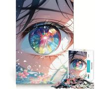 Puzzle a forma di occhio anime con riflessi colorati,1000 pezzi,gioco di costruzione che stimola la concentrazione,incastro perfetto,attività gratificante per le giornate di pioggia (38x26cm)