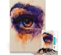 Puzzle a forma di occhio viola ad acquerello per ragazzi, 1000 pezzi, stimola la memoria, gioco da interno, assemblaggio di immagini, regalo per le vacanze (38x26cm)