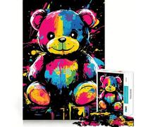 Puzzle a forma di orsetto arcobaleno per adulti, 1000 pezzi, stimola la memoria, divertente da assemblare, oggetto artistico da collezione (38x26cm)