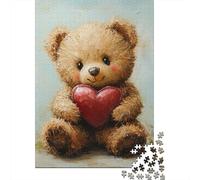 Puzzle a forma di orsetto di peluche, puzzle rettangolare di alta qualità in carta riciclata al 100%, per donne e uomini, regalo di Natale unico, 1000 pezzi (38x26 cm)