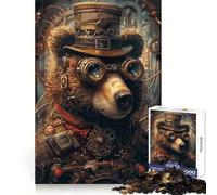 Puzzle a forma di orso steampunk per adulti, 1000 pezzi, allenamento della memoria, svago tranquillo, taglio perfetto, ideale per le vacanze (38x52cm)