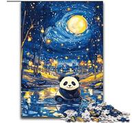 Puzzle a forma di panda nel cielo notturno per adolescenti, giocattoli avvincenti per la decorazione della casa, stimola l'intelligenza cerebrale (26x38cm)