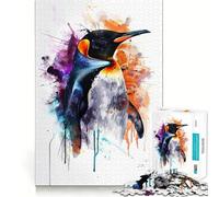 Puzzle a forma di pinguino ad acquerello per adulti, 1000 pezzi, gioco di logica, svago, taglio perfetto, regalo creativo (38x52cm)