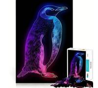 Puzzle a forma di pinguino al neon da 1000 pezzi per ragazzi, gioco stimolante per la mente, attività artistica da fare in famiglia, regalo creativo (38x26cm)