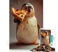Puzzle a forma di pinguino e pizza per ragazzi, 1000 pezzi, gioco di logica stimolante, divertimento condiviso, bordi trasparenti, regalo perfetto (38x26cm)