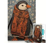 Puzzle a forma di pinguino invernale da 1000 pezzi,ideale per stimolare la concentrazione,con taglio laser per un incastro perfetto e un'attività divertente da fare insieme ai propri cari (38x26cm)