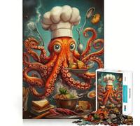Puzzle a forma di polpo chef per ragazzi, 1000 pezzi, gioco intelligente per tutta la famiglia, assemblaggio con motivo Babbo Natale (38x26cm)